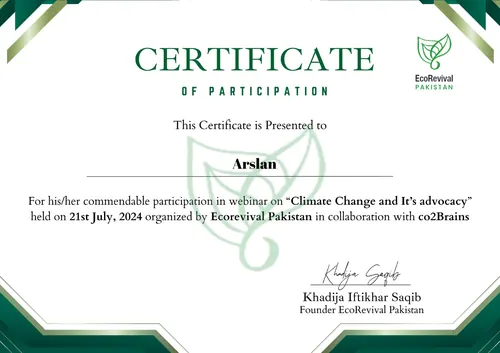 Climate Change and Its Advocacy Certificate